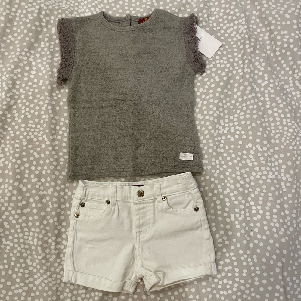7 for All Man Kind Toddler Girls Top and Shorts Set